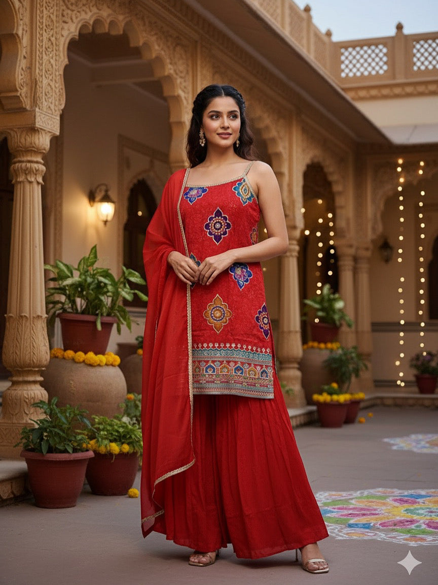 The Royal Red Sharara set